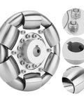 VGEBY RC omnidirectional Wheels, 100mm Stainless Steel Rollers Omni Wheels for Ball Balance Ballbot 14183 Car Model Accessory, close-up view