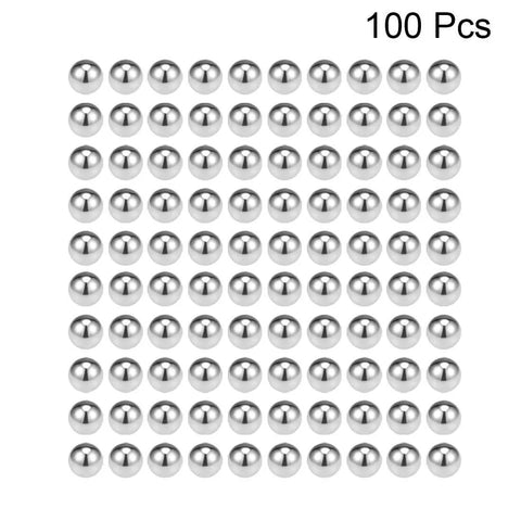 Image of 3.5mm Bearing Balls in 304 Stainless Steel G100 Precision Grade, 100 Piece Set With Smooth Surface Finish and Excellent Corrosion Resistance for Bearings, Pistons, and Linear Motion in Robotics and Machinery by uxcell, arranged in a grid pattern.