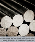 Stack of unpolished 1018 carbon steel round rods, two pack 12 inch long 0.625 inch diameter, ideal for shafts and gears.