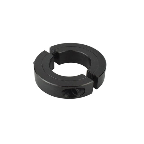 Four Pack Double Split Clamp On Shaft Collar Set For Half Inch Bore In 1045 Steel With M4 Set Screws, side view of collar piece