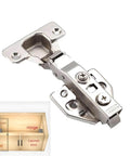 2pack Fully Covered American Style 105 Degree Frameless Cabinet Hinges, silver soft-close with 3D 6-Way Offset Adjustment, clip-on design