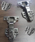 2pcs 105 Degree Soft Close Hinges, Fully Covered Frameless Cabinet Hinge, Gun Color, shown on wood surface