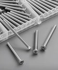 105 Pcs Extra Long Outlet Screws Kit with #6-32 and #8-32 Phillips Flat Head Machine Screws in stainless steel.