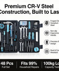 148 Piece General Household Hand Tool Kit With Portable Toolbox For Home, Office And Workshop Repairs, set in blue case