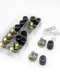 10 Pack 10K Linear Potentiometer Kit With Nuts And Washers And Aluminum Knob For Joysticks And Rotary Encoders, Durable Zinc Body
