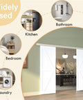 10ft Double Sliding Barn Door Hardware Kit With Low Clearance Aluminum Alloy Box Rail Rustproof Durable Track installed between rooms