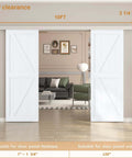10ft Double Sliding Barn Door Hardware Kit With Low Clearance Aluminum Alloy Box Rail Rustproof Durable Track visible