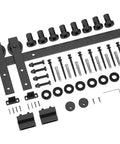 10FT Sliding Barn Door Hardware Kit for Single Doors up to 60 Inch, showing a set of heavy duty carbon steel track and nylon rollers