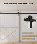 10FT Sliding Barn Door Hardware Kit for Single Doors up to 60 Inch, showing carbon steel track installation with nylon rollers