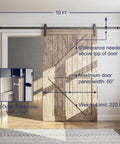 10FT Sliding Barn Door Hardware Kit, Heavy Duty Track-Smoothly and Quietly-Includes Detailed Installation Instruction Fit 60" Wide Door Panel (J Shape Hanger) Black installed on wall.