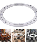 10 Inch Aluminum Alloy Lazy Susan Turntable Bearing, Heavy Duty Swivel Rotating Plate displayed with dining tables and trays