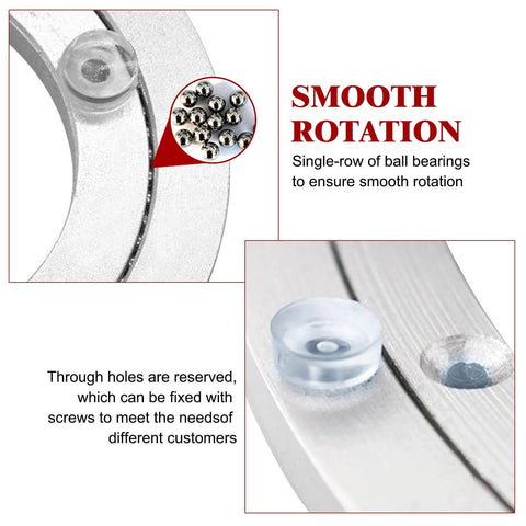 Close-up of 10 Inch Aluminum Alloy Lazy Susan Turntable Bearing showing smooth ball bearings and through holes for easy install