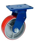 10" inch Caster Wheel 3307 Lbs - Cast Iron Core - Polyurethane Tread - Top Plate Mount for automation systems, side view