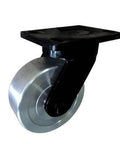 Front view of a 10" inch Caster Wheel 3307 Lbs - Cast Iron Core - Polyurethane Tread - Top Plate Mount for smooth motion and stability