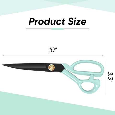 Heavy Duty Tailor Scissors For Multi Purpose Sewing And Crafting Fabric Leather Cutting Industrial Sharp Shears 10 Inch Green