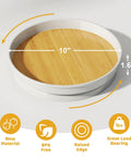 Two Pack 10 Inch Lazy Susan Turntable For Cabinets And Tables with oak finish and durable melamine surface, ideal for storage.