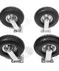 10 Inch Pneumatic Tire Set Of Four With Air Rubber Wheels Two Rigid Fixed And Two Swivel Caster Bolt On For Carts