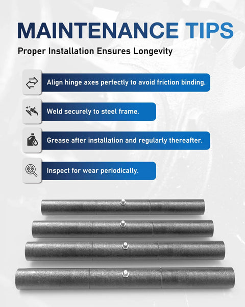Tips for Installing 10 Inch Weld On Trailer Ramp Hinge Pack Of 4 Heavy Steel Greasable Ramp Door Hinges with maintenance guide.