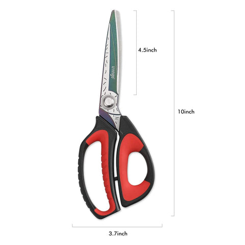 10 Inch Heavy Duty Scissors With Titanium Coating Forged Stainless Steel Blades For Pruning Gardening Fabric And Household Tasks Rust Resistant Multipurpose Shears With Red And Black Handles