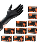 10 Mil Nitrile Disposable Gloves Heavy Duty Chemical Resistant Diamond Grip packaging with glove in textured grip view