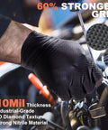 10 Mil Nitrile Disposable Gloves Heavy Duty Chemical Resistant Diamond Grip used in automotive work