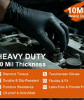 Person wearing Thick 10Mil Nitrile Gloves Diamond Textured Heavy Duty Latex Free Disposable while working on car engine