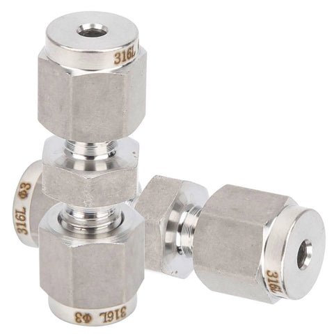 10mm 316 Stainless Steel Compression Fitting Union Straight Tube Connector for Industrial Petrochemical Automotive Marine Applications