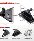 10mm Ball Stud Gas Strut Mounting Brackets Set with 2 L Type Mounts, 2 Flat Type Mounts and 16 Screws, black metal brackets