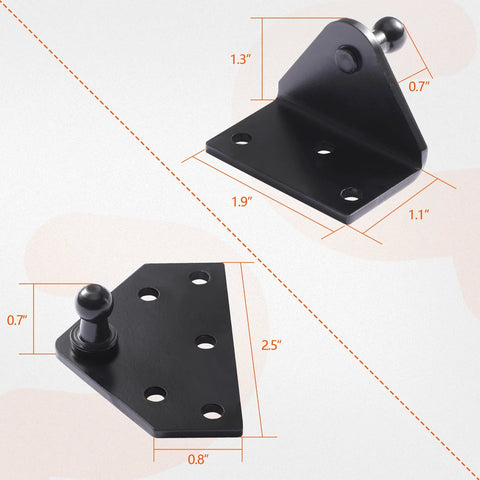 10mm Ball Stud Mounting Brackets Kit With Two Angled L-Type Mounts And Two Flat-Type Mounts Includes 16 Screws Widened Ball Stud Mounts