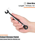 Hand holding 10mm Ratchet Wrench With 12 Point Design Ratcheting Combination Metric Wrench Industrial Grade Gear Spanner
