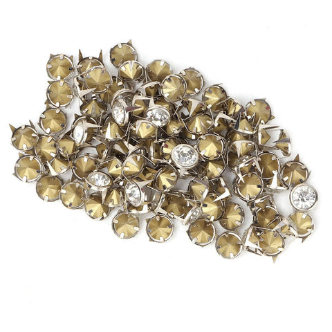 10 Mm Metal Studs And Claw Rivets Set For Clothing And Fabric Crafting, 100 Pcs in gold with claw details on white background