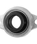 Front view of 10mm Extra Narrow Eccentric Collar 2-Bolt Flange Unit, Single F-Style Housing with Sealed Ball Insert for Linear Slide Units and Shaft Support