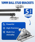 Gas Struts Mounting Bracket 10mm Ball Stud Kit 4 Angled Brackets With 20 Screws For Universal Lift Supports, silver finish