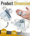 10mm Ball Stud Mounting Bracket Set For Gas Struts and Hood Lids shown with dimensions and product variations, angled and flat brackets