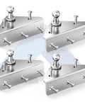 Gas Struts Mounting Bracket 10mm Ball Stud Kit with 4 angled brackets and 20 screws, silver finish, universal lift supports, hardware included