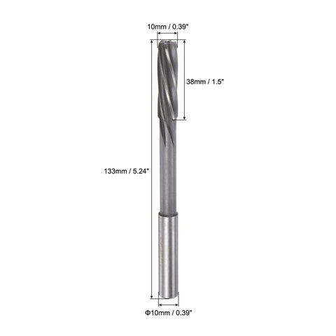 10mm H7 Chucking Reamer For Lathe And Milling Machines, Pro Grade High Speed Steel Spiral Flutes, Precision 0.39 Inch