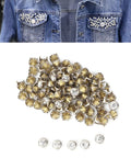 10 Mm Metal Studs And Claw Rivets Set For Clothing And Fabric Crafting, 100 Pcs shown with denim jacket