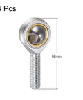 10mm M10x1.5 Right Hand Rod End Bearing With Self Lubricating Joint Includes Jam Nut Four Pack SA10TK POSA10 Steel Ball End
