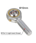 Front view of 2 Pack POS10 10mm Rod End Bearing With M10x1.5 Right Hand Thread Self Lubricating Joint Includes Jam Nut High Durability Steel Body