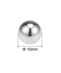 Front view of a 10mm stainless steel bearing ball, part of a 20 pack for smooth friction, corrosion-resistant high-grade robotics and machinery uses.