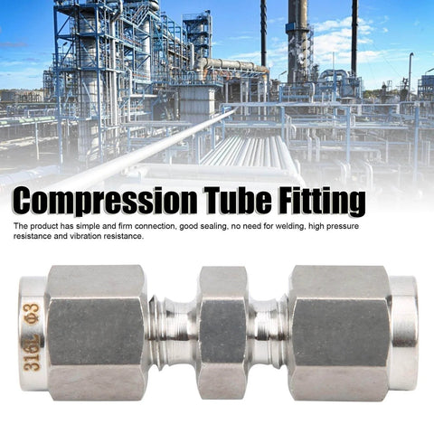 10mm 316 Stainless Steel Compression Fitting Union Straight Tube Connector for Industrial Petrochemical Automotive