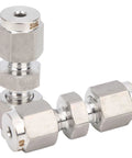 Close-up view of 10mm 316 Stainless Steel Compression Fitting Union Straight Tube Connector for industrial use