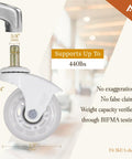 Ruedas 10mm para sillas de oficina de IKEA, ruedas Inch 2,5 Inch con soporte sin holgura, capacidad de 200 kg