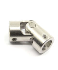 Close-up view of a 2 Pcs 10mm to 10mm Universal Joint Shaft Coupling with Screws for Motor, showing its durable 45# steel construction.