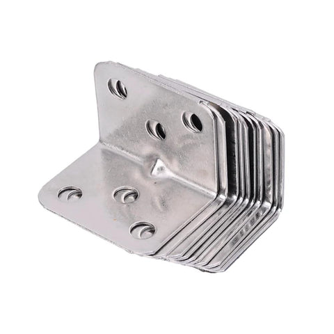 10 Pcs Stainless Steel Corner Bracket 90 Degree Right Angle L Bracket For Furniture Cabinet Connector Accessories with Six Holes