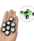Hand holding 10pcs Toy Car Wheels 20mm Rubber Tires with 1.9mm Hole for 2mm Shaft DIY Model Accessories Small RC Car Truck Wheels 8mm Width