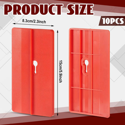 Red drywall fitting tool showing product size and dimensions for simple operation and labor saving installation