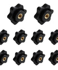 10Pcs M5 Star Knobs With Knurled Black Plastic Handle Female Threaded Screw-On Knobs For Machinery Equipment