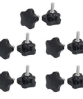 10Pcs M8 X 20mm Star Knob Set, Star Screw Hand Knob Replacement Grip, Black Thermoplastic With Stainless Steel Bolt, Thread Clamping Knobs