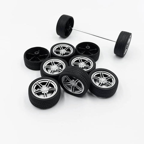 10PCS Toy Car Wheels 40mm Rubber Tire Wheels with Metal Shaft for RC Car Truck DIY Model Toy Wheel Replacement Accessories